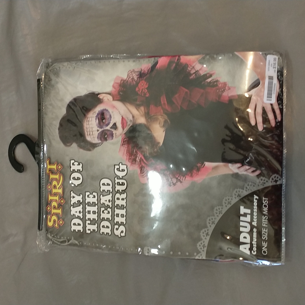 3/$15 spirit red black day of the dead shrug